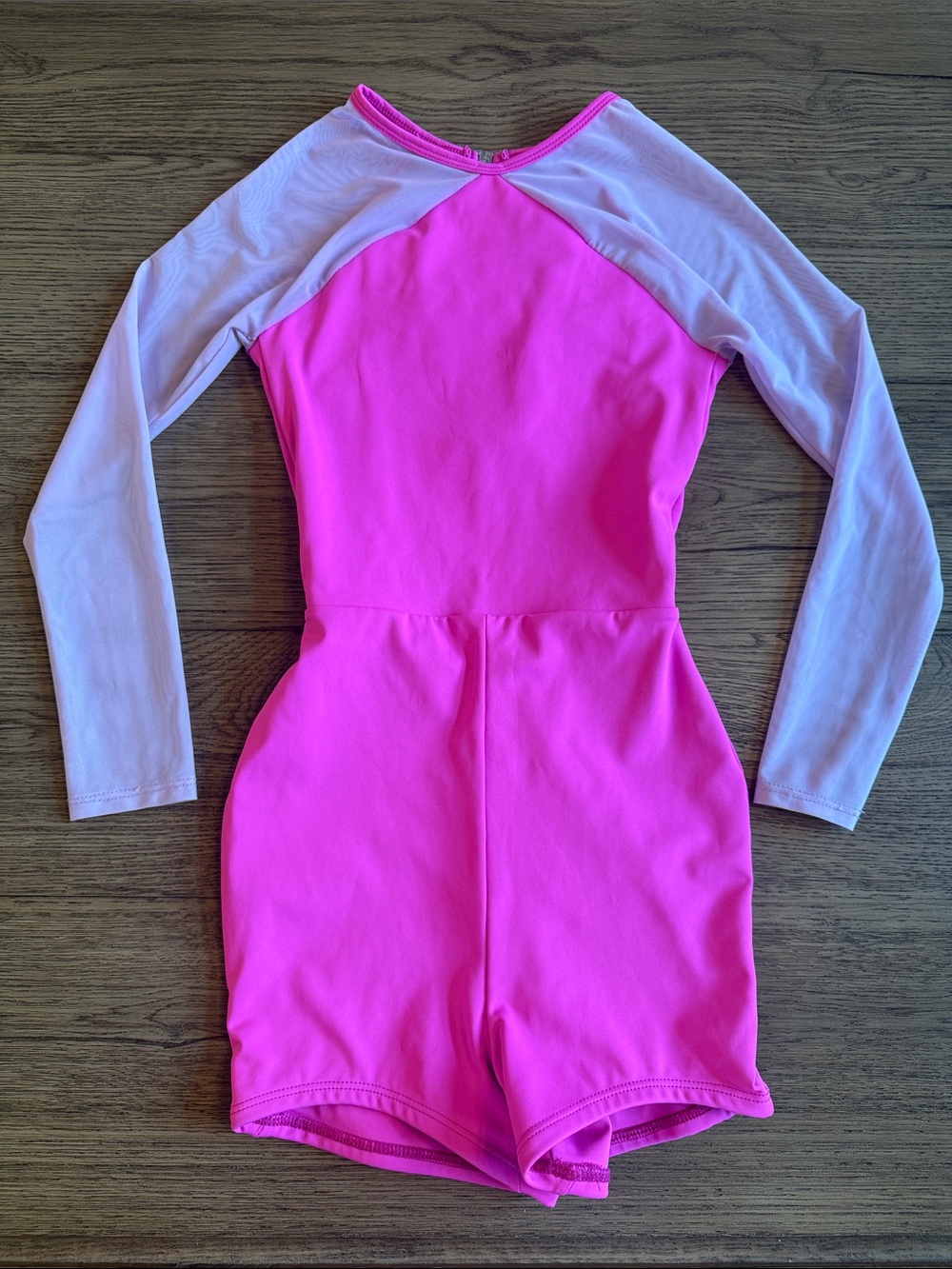 Tiger Friday Pink Unitard with Mesh Long-Sleeves- XXS